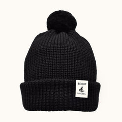 Hadsel Black Pom Pom Beanie