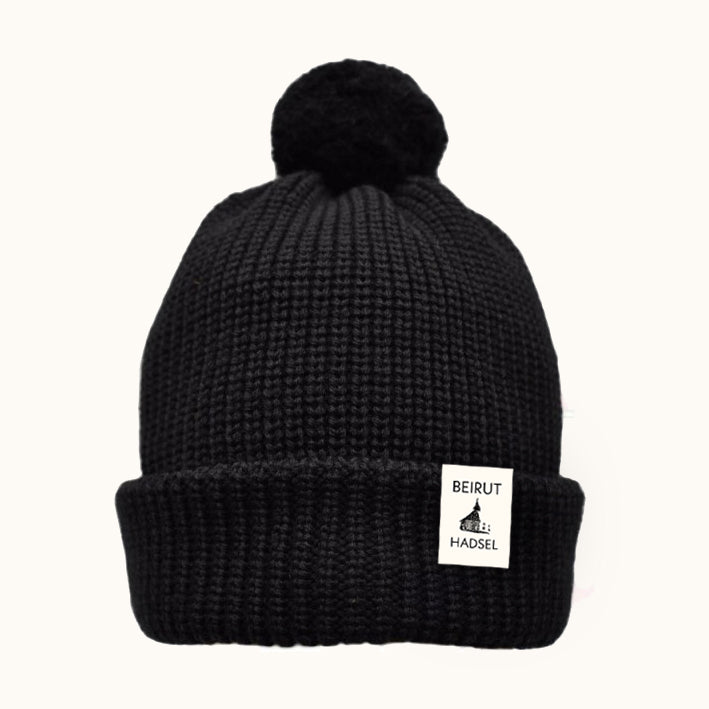 Hadsel Black Pom Pom Beanie